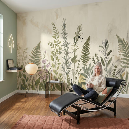 Paper Texture Wallpaper Muted Green Removable Wall Decor