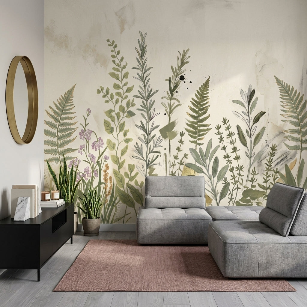 Paper Texture Wallpaper Muted Green Removable Wall Decor