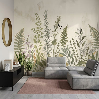 Paper Texture Wallpaper Muted Green Removable Wall Decor