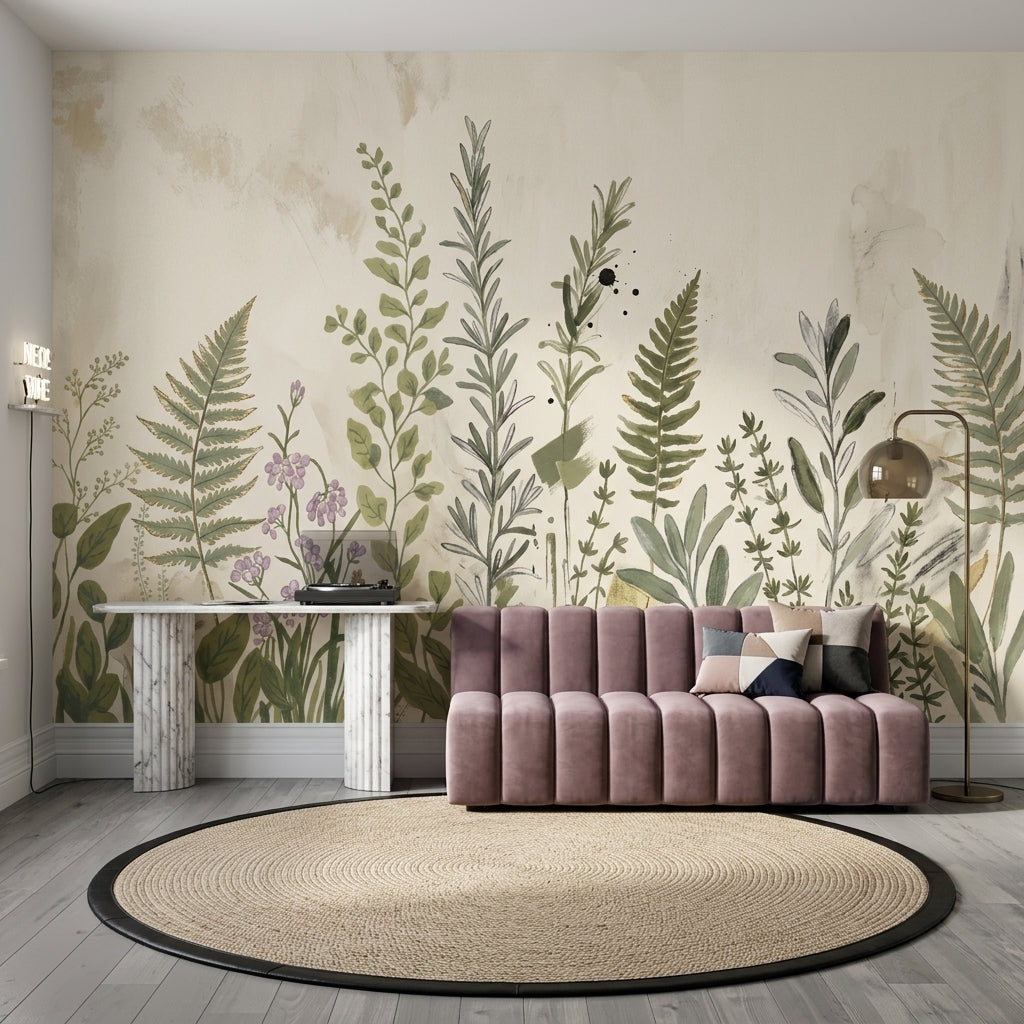 Paper Texture Wallpaper Muted Green Removable Wall Decor