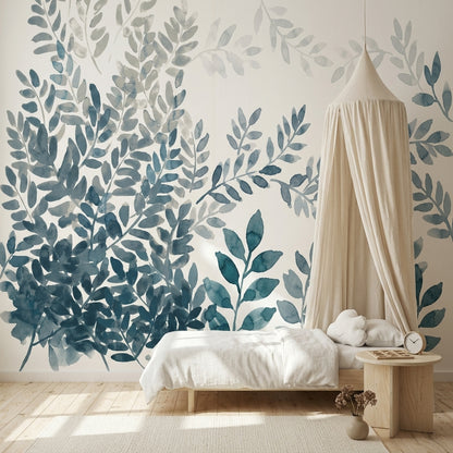 White Background Wallpaper Minimal Removable Botanical Wall Decor