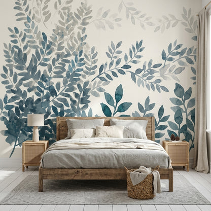 White Background Wallpaper Minimal Removable Botanical Wall Decor
