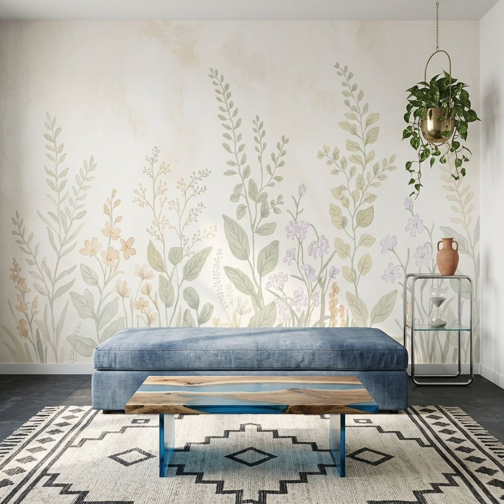 White Background Wallpaper Minimal Watercolor Removable Wall Decor