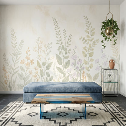 White Background Wallpaper Minimal Watercolor Removable Wall Decor