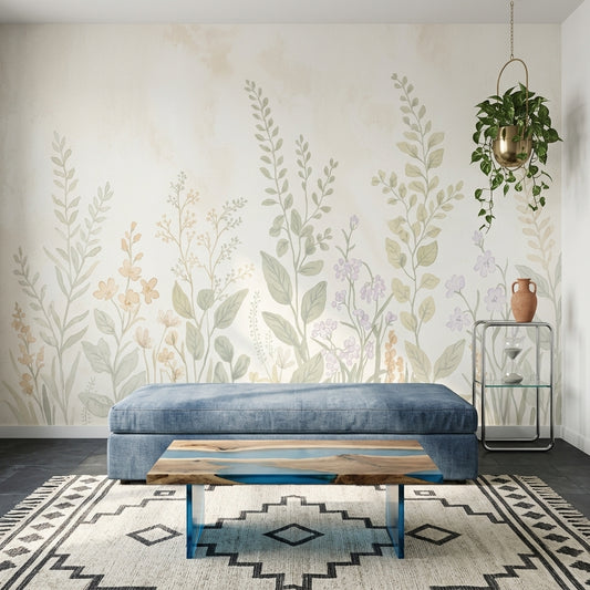 White Background Wallpaper Minimal Watercolor Removable Wall Decor