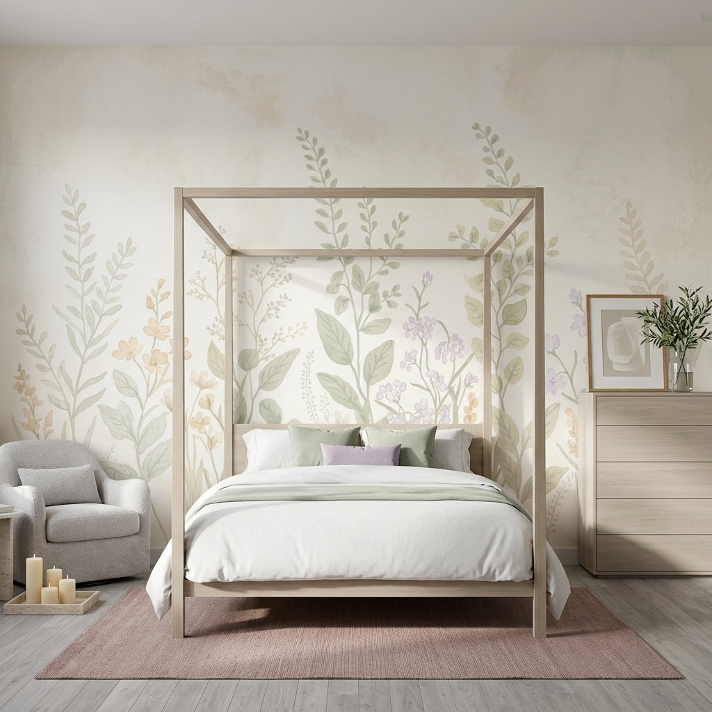 White Background Wallpaper Minimal Watercolor Removable Wall Decor