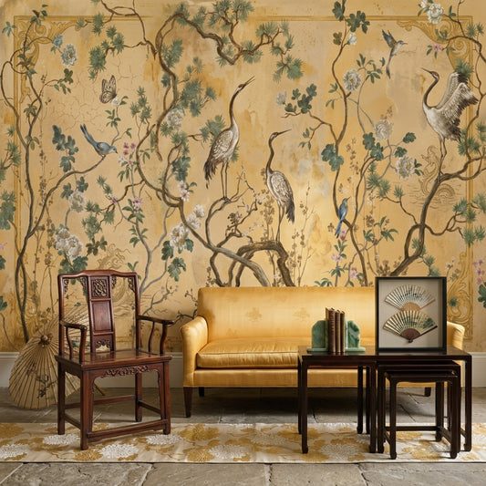 Muted Green Wallpaper Vintage Removable Chinoiserie Wall Decor