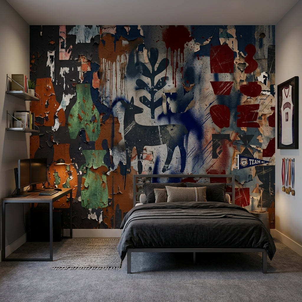 Grunge Texture Wallpaper Urban Patina Distressed Concrete Removable Wall Decor