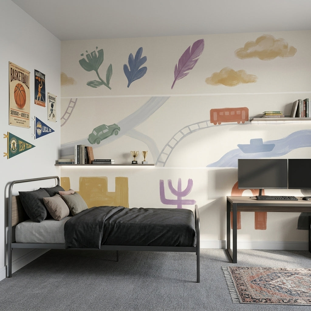 Kids Nursery Wallpaper Bright Beige Background Wall Mural