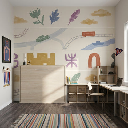 Kids Nursery Wallpaper Bright Beige Background Wall Mural