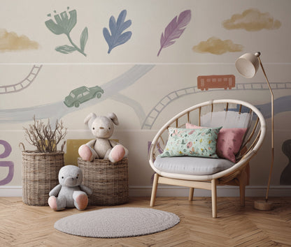 Kids Nursery Wallpaper Bright Beige Background Wall Mural
