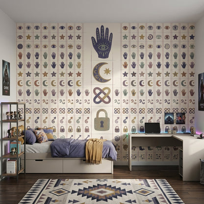 Boho Talisman Wallpaper Evil Eye Removable Crescent Moon Wall Decor