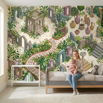 Walls Wallpaper Stone Ruins Garden Removable Wall Decor
