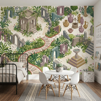 Walls Wallpaper Stone Ruins Garden Removable Wall Decor