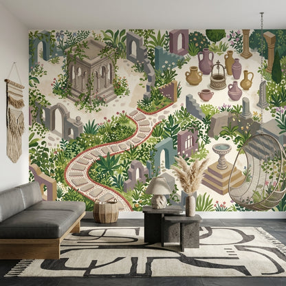 Walls Wallpaper Stone Ruins Garden Removable Wall Decor