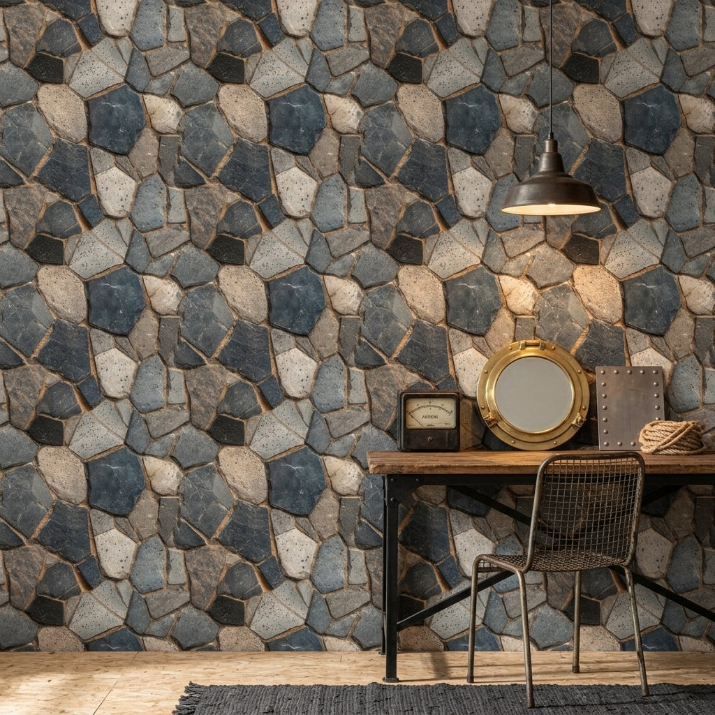 Irregular Flagstone Wallpaper Rock Wall Masonry Removable Wall Decor