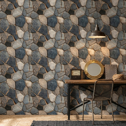 Irregular Flagstone Wallpaper Rock Wall Masonry Removable Wall Decor