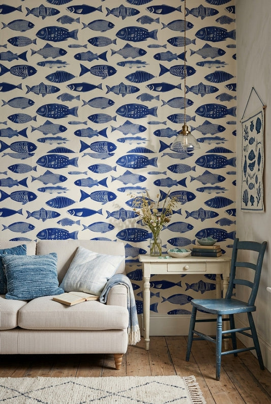 Fish Wallpaper Coastal Removable Nautical Wall Double Roll
