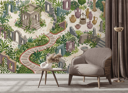 Walls Wallpaper Stone Ruins Garden Removable Wall Decor