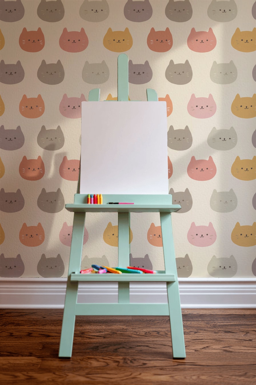 Cute Cats Wallpaper Animal Print Pastel Removable Wall Decor