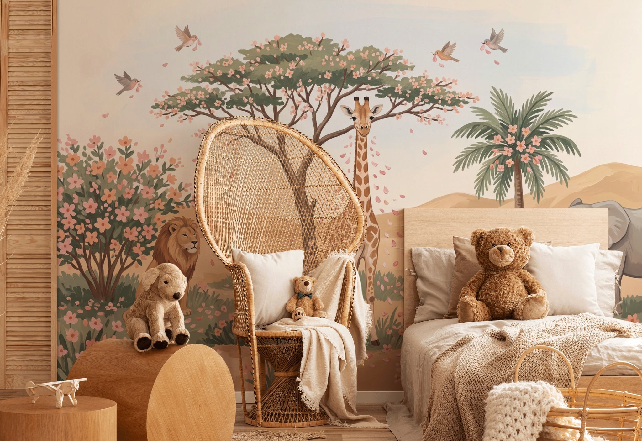 Safari Wallpaper Savanna Landscape Giraffe Wall Mural