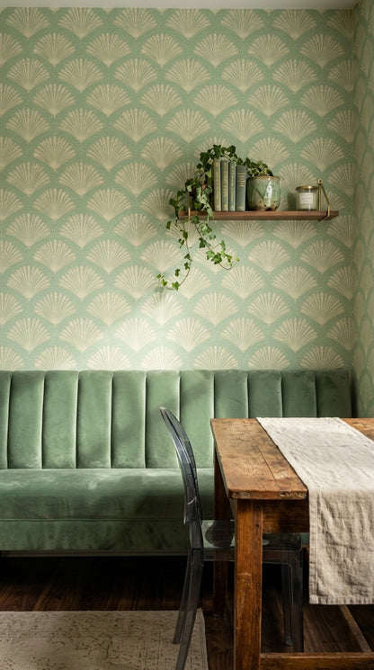 Fan Palm Wallpaper Botanical Seafoam Green Decorative Mural