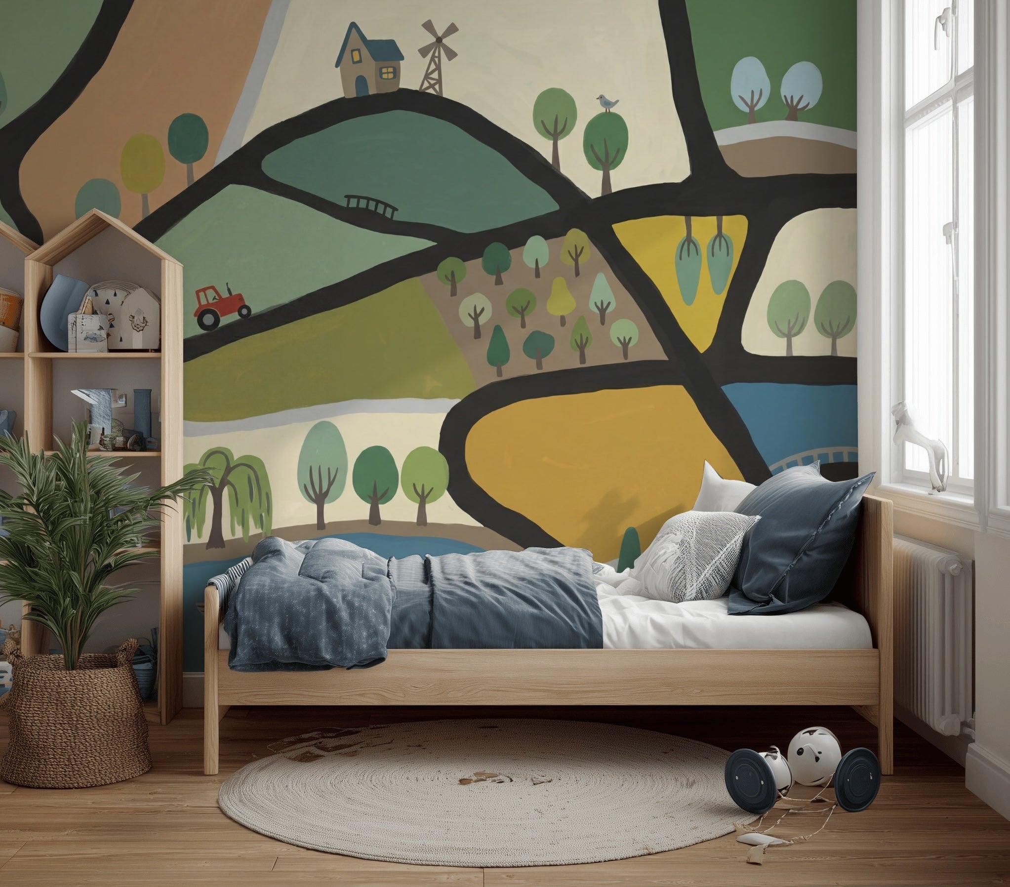 White Background Wallpaper Minimal Illustrated Wall Mural