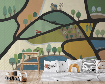 White Background Wallpaper Minimal Illustrated Wall Mural
