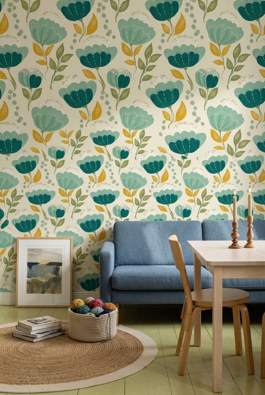 Botanical Wallpaper Scandinavian Removable Bright Wall Double Roll