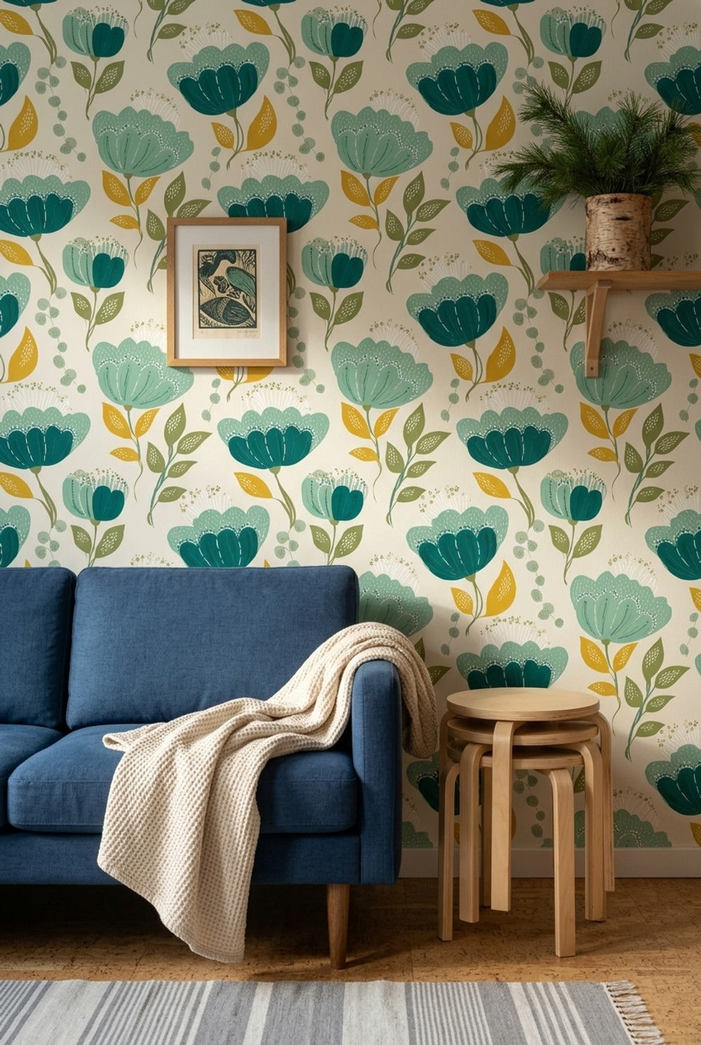 Botanical Wallpaper Scandinavian Removable Bright Wall Decor