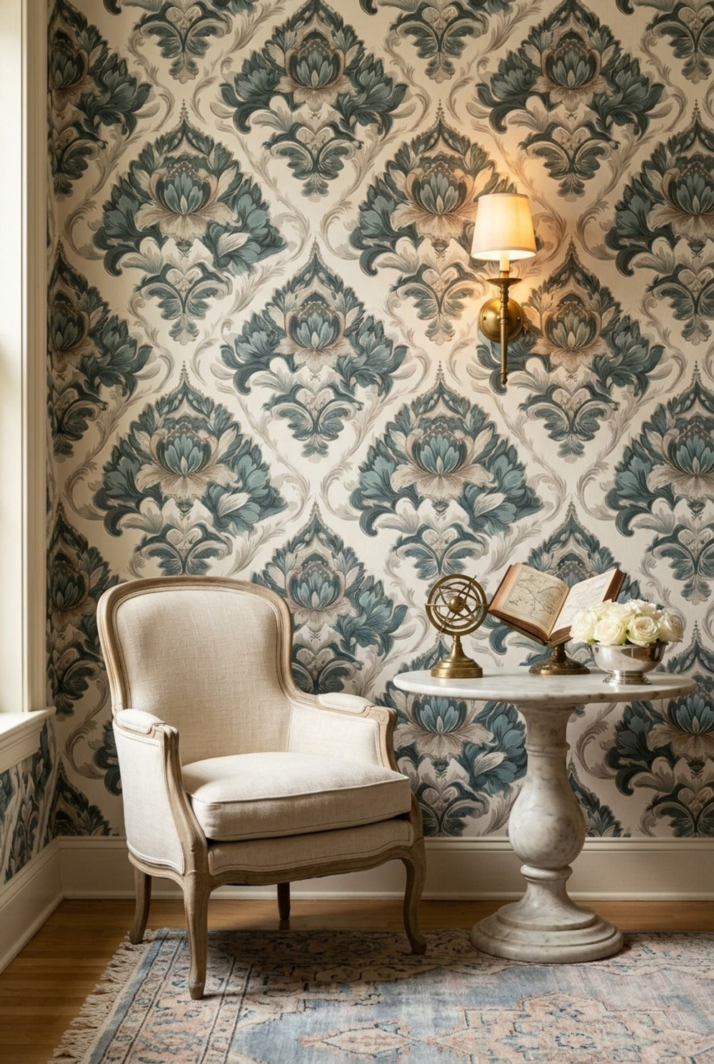 Damask Wallpaper Floral Ornamental Decorative Mural