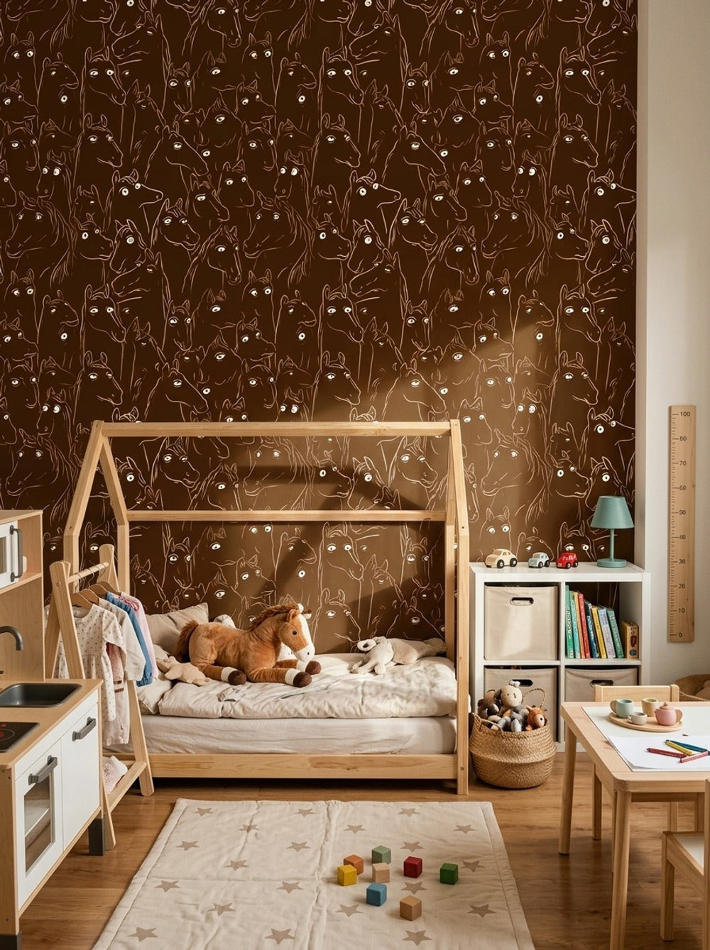 Horse Wallpaper Dark Whimsical Decorative Mural
