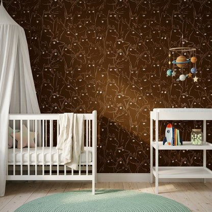Horse Wallpaper Dark Whimsical Decorative Mural