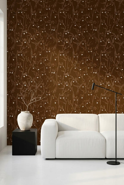 Horse Wallpaper Dark Whimsical Decorative Mural
