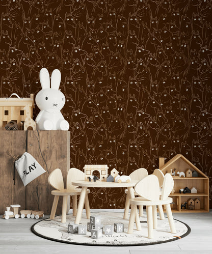 Horse Wallpaper Dark Whimsical Decorative Mural