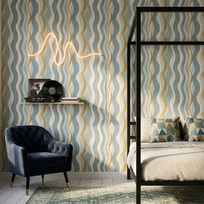Abstract Wallpaper Wavy Stripes Removable Vertical Wall Decor