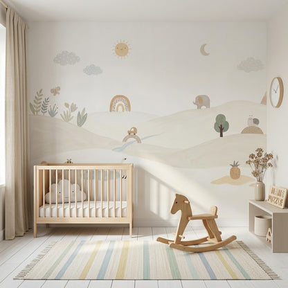 Pastel Landscape Wallpaper Nursery Scandinavian Removable Wall Decor