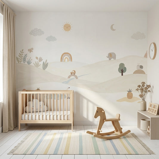 Pastel Landscape Wallpaper Nursery Scandinavian Removable Wall Decor