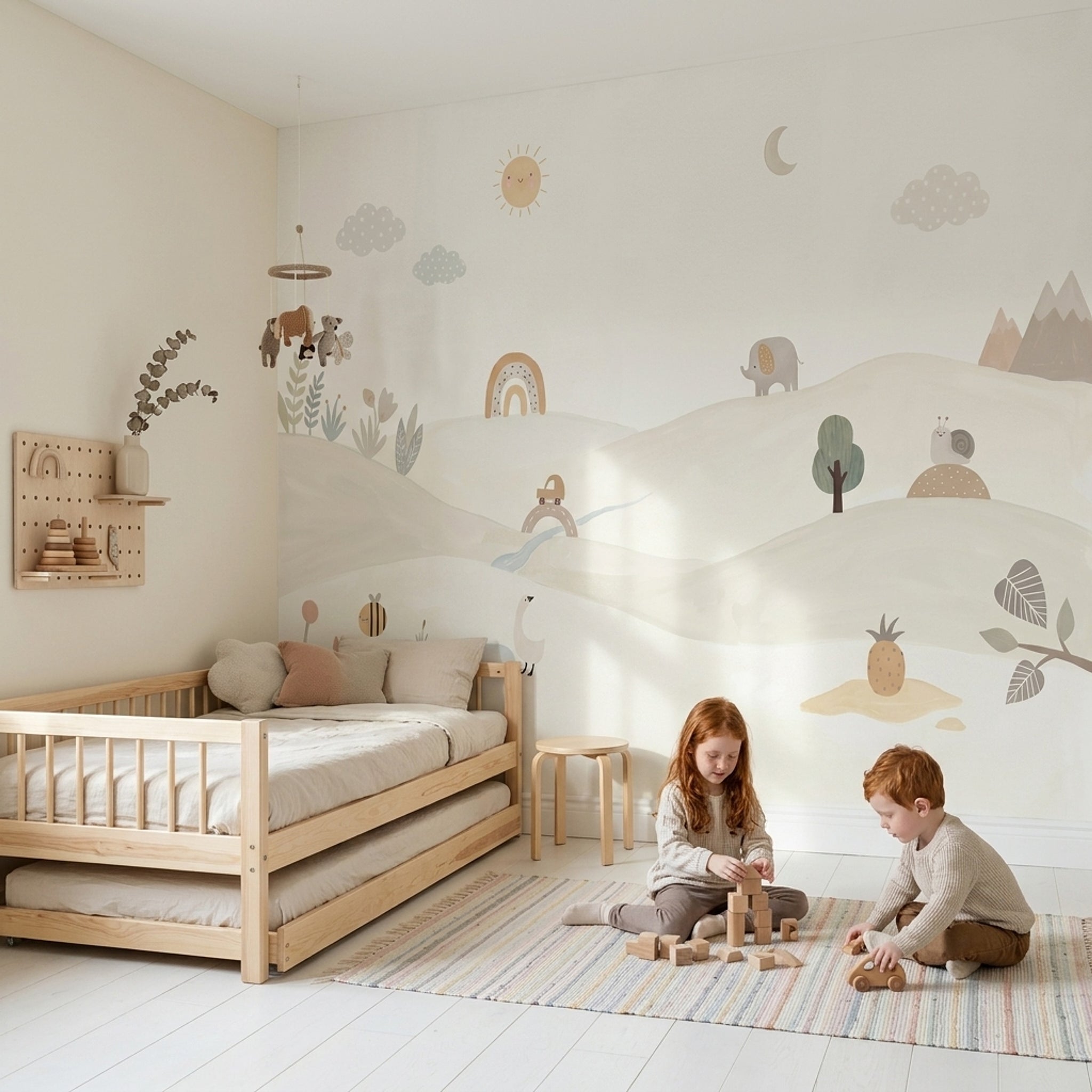 Pastel Landscape Wallpaper Nursery Scandinavian Removable Wall Decor