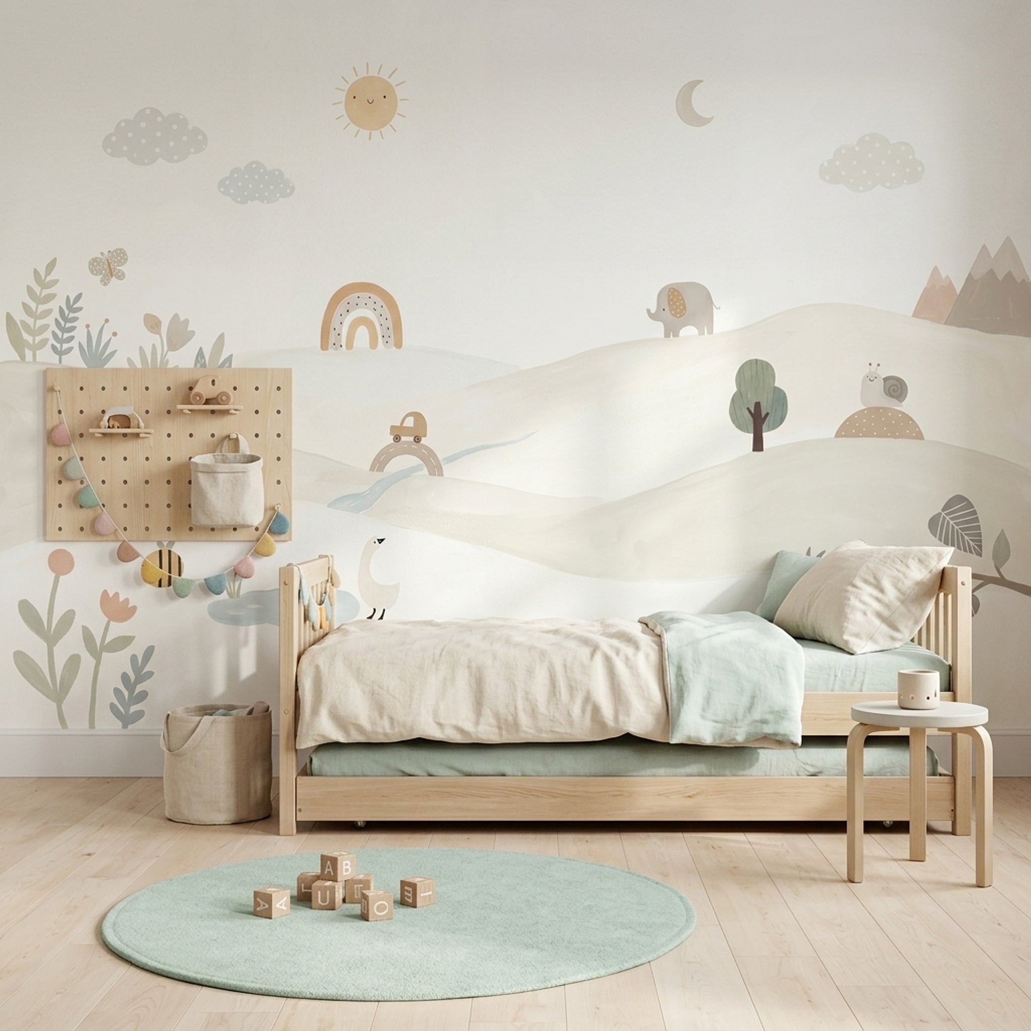 Pastel Landscape Wallpaper Nursery Scandinavian Removable Wall Decor