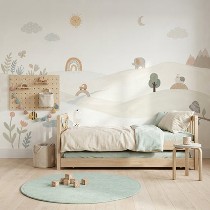 Pastel Landscape Wallpaper Nursery Scandinavian Removable Wall Decor