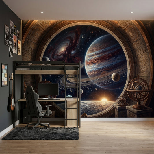 Ringed Planet Wallpaper Galaxy Astronomy Wall Mural