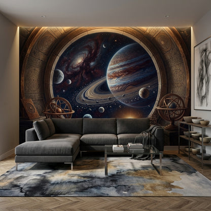 Ringed Planet Wallpaper Galaxy Astronomy Wall Mural