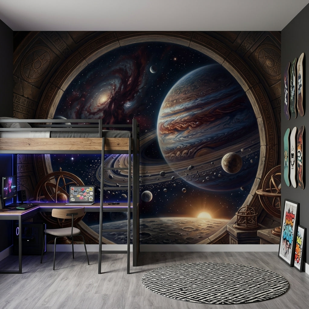 Ringed Planet Wallpaper Galaxy Astronomy Wall Mural