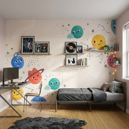 Space Wallpaper Planets Constellations Removable Wall Decor