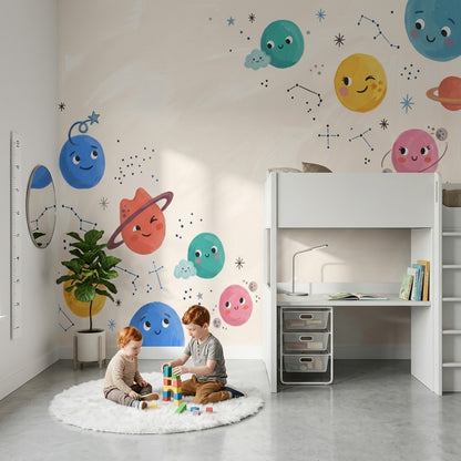Space Wallpaper Planets Constellations Removable Wall Decor