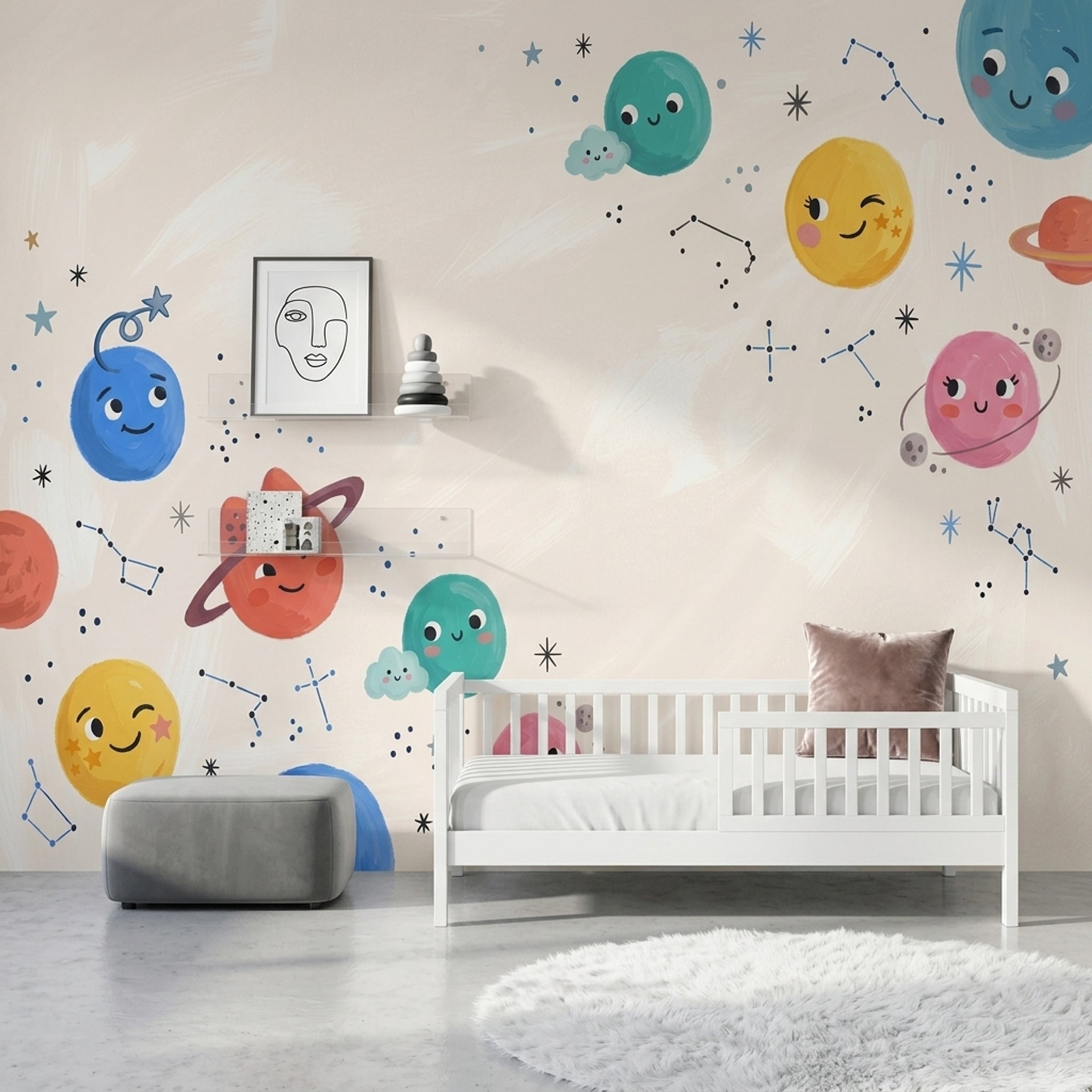 Space Wallpaper Planets Constellations Removable Wall Decor