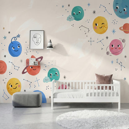 Space Wallpaper Planets Constellations Removable Wall Decor
