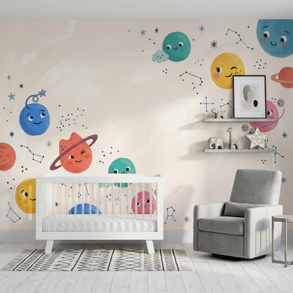 Space Wallpaper Planets Constellations Removable Wall Decor