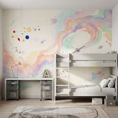 White Background Wallpaper Space Removable Watercolor Wall Decor
